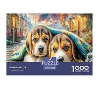 Puzzle con cuccioli sotto la coperta per tutta la famiglia, 1000 pezzi - Beagle, regali di strada accoglienti per uomini e donne, regalo divertente per la casa, 52x38 cm/1000 pezzi