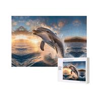 Puzzle con delfino che salta per adulti 300 pezzi puzzle in legno per familiari amici decorazione della casa arte della parete 15,7 x 11 pollici