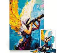 Puzzle con dipinto ad olio "Angelo con pistola",1000 pezzi,stimolante per la mente,divertente,senza sbavature,pezzi ben tagliati,ideale per le vacanze e l'intrattenimento in casa (38x52cm)