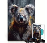 Puzzle con dipinto ad olio di un koala dai colori vivaci per ragazzi,1000 pezzi,gioco stimolante per la mente,montaggio sicuro e attività di condivisione per i propri cari (50x75cm)