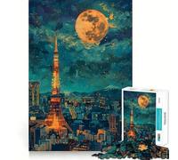 Puzzle con dipinto della Torre di Tokyo, Giappone, per adolescenti, 1000 pezzi, gioco per allenare la mente, semplice e divertente da assemblare, regalo prezioso 38x26cm