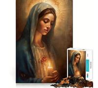Puzzle con dipinto della Vergine Maria,1000 pezzi,gioco di memoria,taglio di precisione,attività creativa interattiva per stimolare la mente a casa (38x52cm)
