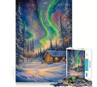 Puzzle con dipinto dell'aurora boreale, 1000 pezzi, per adulti, gioco di concentrazione e svago, ideale per la casa, con bordi netti, regalo perfetto per Babbo Natale (38x26cm)