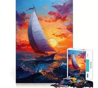 Puzzle con dipinto di barca a vela al tramonto per ragazzi, 1000 pezzi, gioco di abilità mentale, svago leggero, design, assemblaggio, regalo di alta qualità (38x26cm)