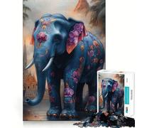 Puzzle con dipinto di elefante decorato per adulti, 1000 pezzi, per rafforzare la memoria, passatempo domestico, bordi puliti, regalo elegante (38x52cm)