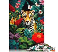 Puzzle con dipinto di giaguaro nella giungla, decorazione unica per la casa, puzzle in cartone riciclato al 100% per bambini e bambine, regali di Halloween, 1000 pezzi (26x38 cm)