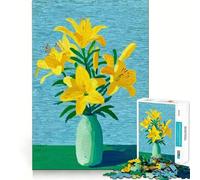 Puzzle con dipinto di gigli gialli in vaso,1000 pezzi,gioco stimolante per la mente,incastro perfetto,intrattenimento domestico confortevole per tutti (38x26cm)