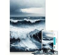Puzzle con dipinto di onde oceaniche per ragazzi, 1000 pezzi, stimola la memoria, gioco al chiuso, assemblaggio di immagini, regalo per le vacanze (38x52cm)