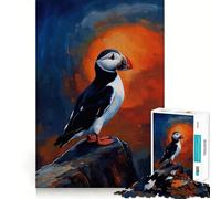 Puzzle con dipinto di pulcinella di mare su roccia, 1000 pezzi, gioco di logica stimolante, silenzioso, con bordi netti, regalo elegante (50x75cm)