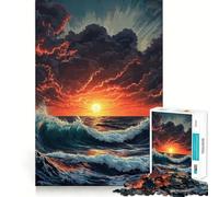 Puzzle con dipinto di tramonto sull'oceano per ragazzi, 1000 pezzi, stimola la memoria, gioco al chiuso, assemblaggio di immagini, regalo per le vacanze (38x26cm)