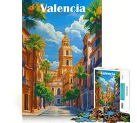 Puzzle con dipinto di Valencia,Spagna,1000 pezzi,ideale per stimolare la concentrazione e il divertimento,con taglio laser per un incastro perfetto Attività per rafforzare i legami affettivi (50x75cm)