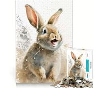 Puzzle con disegno di coniglio ad acquerello per ragazzi, 1000 pezzi, gioco di logica, lento, divertente, taglio perfetto, sorpresa di compleanno (38x26cm)