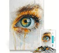 Puzzle con disegno di un occhio verde ad acquerello per adolescenti,1000 pezzi,divertente gioco di memoria,superficie liscia e senza sbavature,regalo di compleanno,rompicapo (50x75cm)