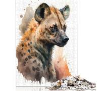 Puzzle con disegno di una iena ad acquerello, 1000 pezzi, per adulti e adolescenti dai 12 anni in su, regali per la vigilia di Natale, 1000 pezzi (38x26 cm)
