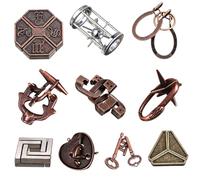 Puzzle con doppia serratura a chiave, puzzle classico con serratura in metallo da 10 pezzi, rompicapo tradizionali per giochi, giocattoli rompicapo con interblocco di sblocco