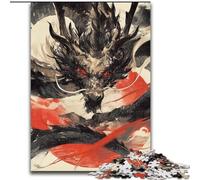 Puzzle con drago cinese ad acquerello per adolescenti, 1000 puzzle, per ammazzare il tempo durante le vacanze, ogni pezzo è unico - Gioco divertente e stimolante per tutta la famiglia (26x38cm)