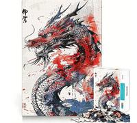 Puzzle con drago cinese dipinto per adulti, 1000 pezzi, rompicapo rilassante, immagine da assemblare, regalo di Natale (38x52cm)