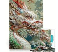 Puzzle con drago e pittura per ragazzi, 1000 pezzi, gioco intelligente per tutta la famiglia, assemblaggio con motivo, desiderio di Babbo Natale (38x26cm)