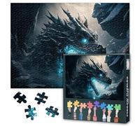 Puzzle con drago nero per adulti - Puzzle 1000 pezzi per adulti, 70 x 50 cm drago ruggito arte difficile e sfida puzzle gioco per soggiorno decorazione da parete