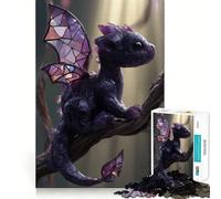 Puzzle con drago su ramo in vetro colorato per ragazzi, 1000 pezzi, gioco cognitivo, hobby tranquillo, bordo di alta qualità, regalo di Natale 50x75cm