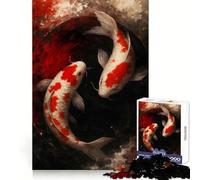 Puzzle con due carpe koi in stile Yin Yang per adolescenti, 1000 pezzi, esercizio mentale, rilassante, taglio di precisione, regalo festivo (50x75cm)