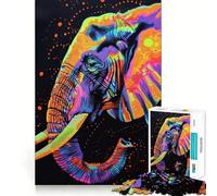 Puzzle con elefante al neon per adulti, 1000 pezzi, gioco intellettuale antistress, taglio preciso, regalo perfetto (50x75cm)