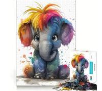 Puzzle con elefante arcobaleno per ragazzi, 1000 pezzi, stimola la memoria, rilassante, taglio preciso, regalo elegante (38x52cm)