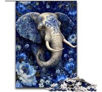 Puzzle con elefanti floreali per adulti, 1000 pezzi, attività per famiglie con poster abbinato e foglio di quiz per età 14+ (26x38cm)