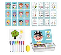 Puzzle con facce magnetiche per bambini piccoli - Tavolo da disegno educativo Design puzzle a cartoni animati, pezzi magnetici assemblabili, supporto per l'allenamento motorio con la punta delle dita