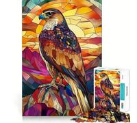 Puzzle con falco in vetro colorato per ragazzi, 1000 pezzi, stimola la memoria, ideale per il tempo libero, con bordi netti, un regalo delizioso 38x26cm