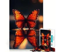 Puzzle con farfalla arancione e riflesso, 1000 pezzi, gioco per lo sviluppo della mente, rilassante, taglio di precisione, pezzo da collezione (38x26cm)