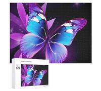 Puzzle con farfalla blu viola per adulti, 520 pezzi, puzzle in legno unico, regalo impegnativo per serate di gioco in famiglia, 38 x 50 cm