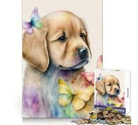 Puzzle con farfalla e golden retriever, 1000 pezzi, per ragazzi, stimola la memoria, attività ricreative leggere, bordi nitidi, regalo stagionale (50x75cm)