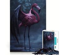 Puzzle con fenicottero rosa e ali nere per ragazzi, 1000 pezzi, per rafforzare la memoria, favorire la calma, un passatempo di qualità, ideale come regalo festivo (50x75cm)