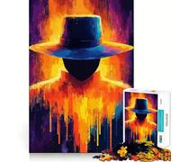 Puzzle con figura misteriosa e cappello per ragazzi, 1000 pezzi, stimola la memoria, rilassante, divertente, da assemblare, (50x75cm)