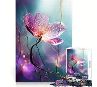 Puzzle con fiore rosa traslucido e gocce d'acqua per ragazzi, 1000 pezzi, esercizio cognitivo, rilassante, divertente, senza bordi taglienti, regalo di Natale ideale (38x52cm)