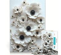 Puzzle con fiori di anemone bianchi,1000 pezzi,gioco interattivo Think Boost,incastro perfetto,nessun pezzo si stacca,sfida cerebrale per la casa (38x52cm)