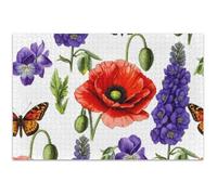 Puzzle con fiori di campo botanico, papaveri rossi, per adulti, 500 pezzi, divertente gioco di puzzle, regali, arte divertente, puzzle, pittura di animali, 500 x 37 cm