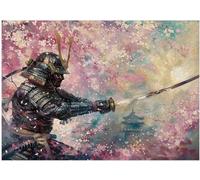 Puzzle con fiori di ciliegio e samurai, 300/500/1000 pezzi (300 pezzi (28 x 40 cm)