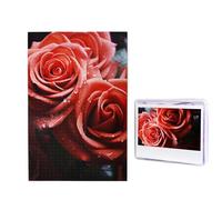 Puzzle con fiori di rosa rossa, 1000 pezzi, puzzle personalizzato in legno per adulti, foto puzzle arte da appendere alla parete, decorazione per compleanno, matrimonio, San Valentino, anniversario