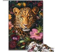 Puzzle con fiori e leopardi per adolescenti, 1000 puzzle, per ammazzare il tempo durante le vacanze Ogni pezzo è unico Gioco stimolante e divertente per tutta la famiglia (26x38cm)