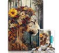 Puzzle con fiori e leopardi per adolescenti, aiuta il cervello a esercitare i giocattoli avvincenti per coltivare la pazienza Un'opera d'arte 38x26cm