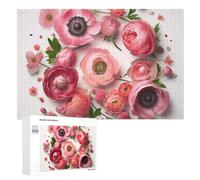 Puzzle con fiori in un cerchio, 1000 pezzi, puzzle in legno personalizzato per adulti amici puzzle immagine regali per matrimonio, compleanno, San Valentino, decorazione per la casa