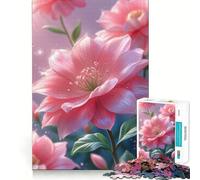 Puzzle con fiori rosa e gocce di rugiada per ragazzi, 1000 pezzi, gioco per allenare la mente, design rilassante, assemblaggio, sorpresa di Natale (50x75cm)