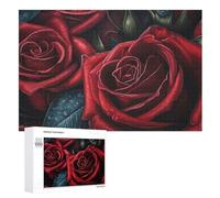 Puzzle con fiori rossi, 1000 pezzi, puzzle in legno con foto personalizzate, per adulti e amici, idea regalo per matrimonio, compleanno, San Valentino, decorazione per la casa