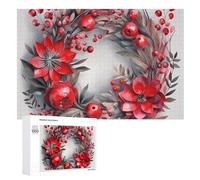 Puzzle con fiori rossi e bacche, 1000 pezzi, puzzle in legno personalizzato per adulti e amici, idea regalo per matrimonio, compleanno, San Valentino, decorazione per la casa