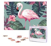 Puzzle con foglie tropicali e fenicottero, puzzle in legno da 1000 pezzi, puzzle con immagine personalizzata per matrimoni per adulti