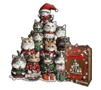 Puzzle Con Gatti - Design Animale Decorativo Con Gatti, Puzzlee In Legno Da 194 Pezzi, Lavorazione Artigianale Con Bordi Lisci | Puzzle Per Adulti, Uomini, Donne, Adolescenti, Bambini, Famiglia, Amici