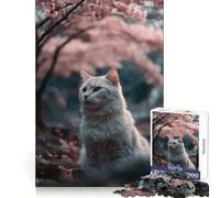 Puzzle con gatti e fiori di ciliegio per ragazzi, 1000 pezzi, stimolante per la mente, per un divertimento tranquillo, comodo e creativo (50x75cm)