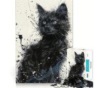 Puzzle con gattino che osserva le stelle, 1000 pezzi, per adolescenti, gioco di pensiero, divertimento condiviso, bordi precisi, oggetto regalo di Babbo Natale 38x52cm